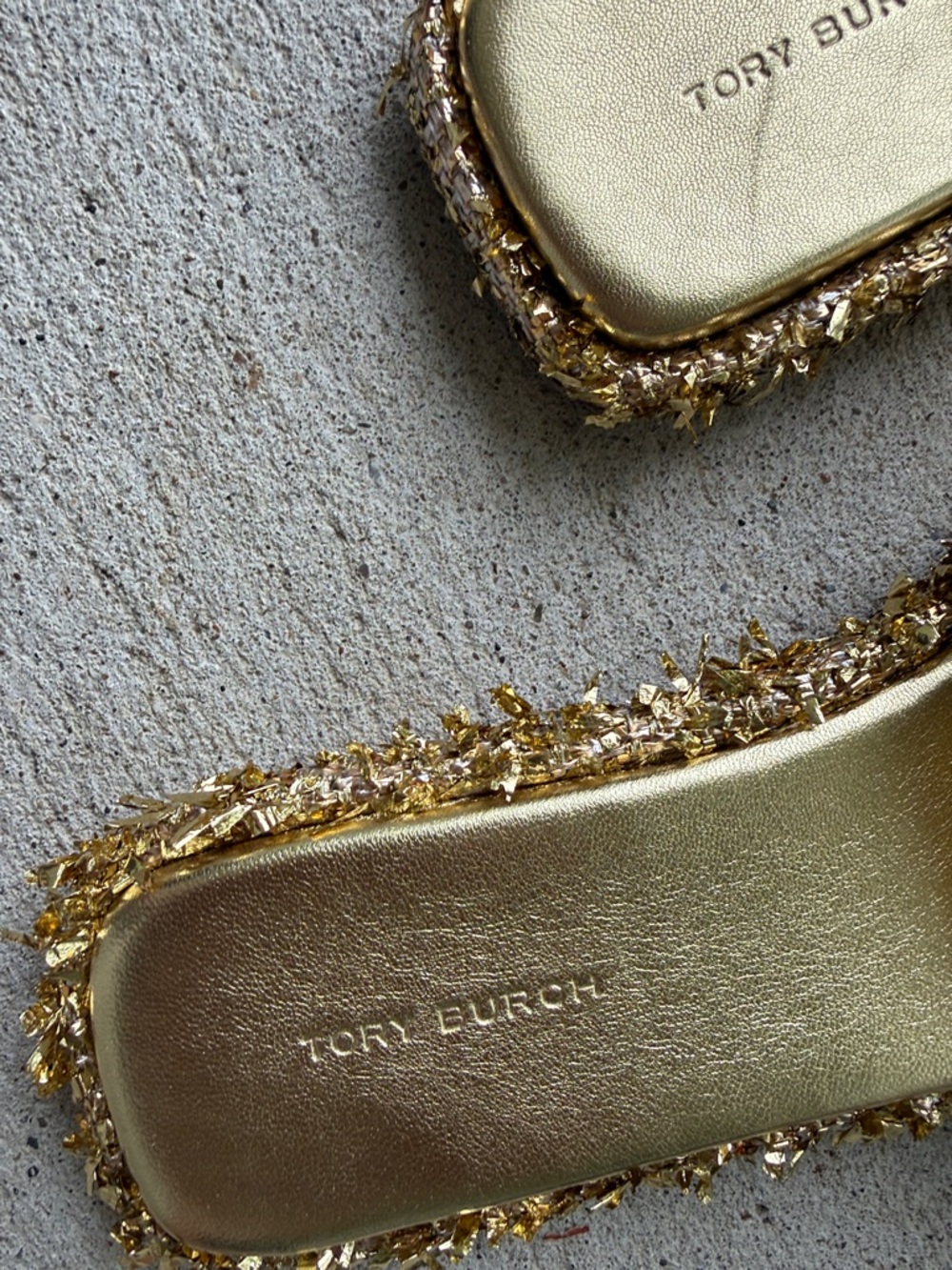 NIB Tory Burch Double T Sport Slides Tinsel Gold Size 8 (NEW!) - Picture 6 of 7
